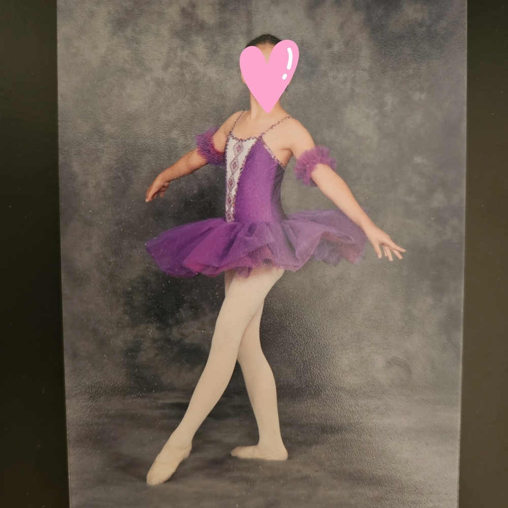 Revolution purple white tulle tutu sequined bodysuit ballet dance costume sz LC